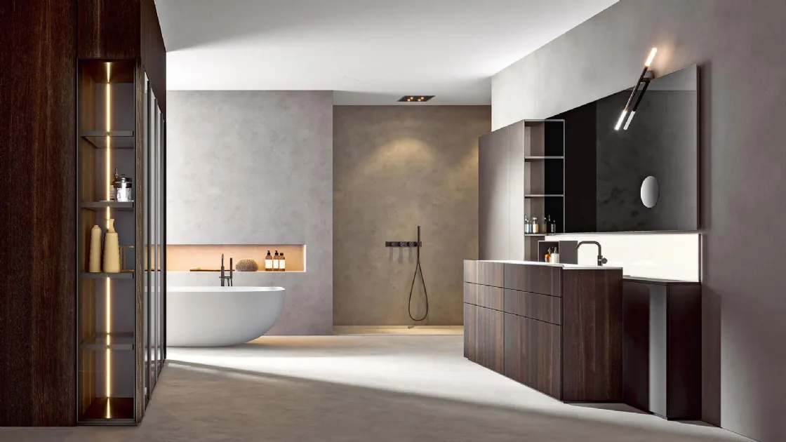 Mobile da Bagno a terra in Rovere termotrattato Hexis 2331 di Edoné