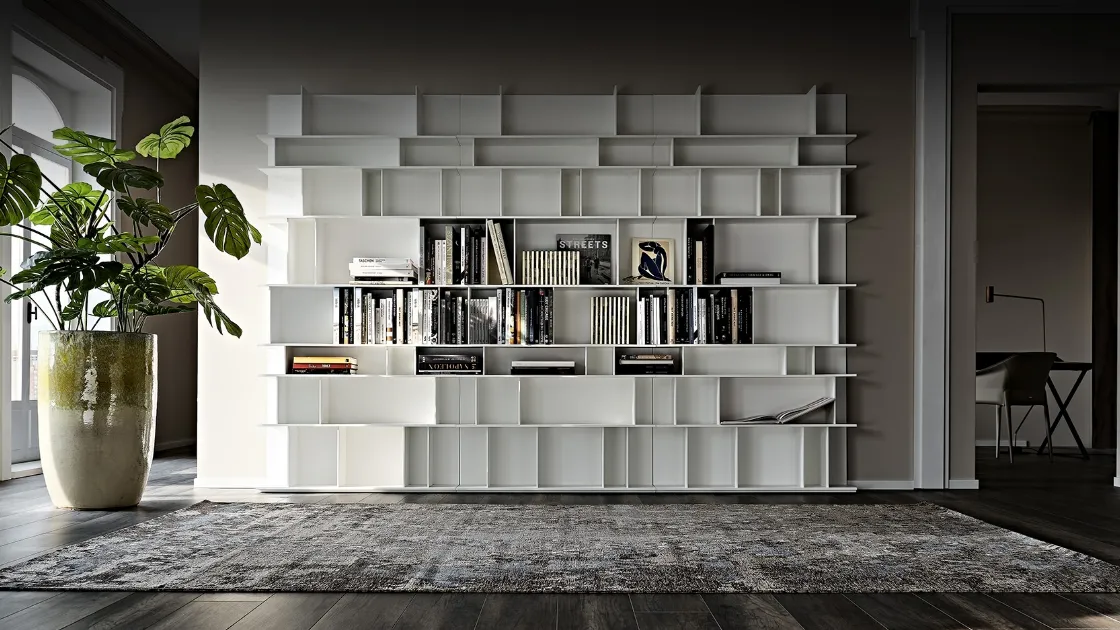 Libreria a muro in MDF laccato bianco Wally di Cattelan Italia