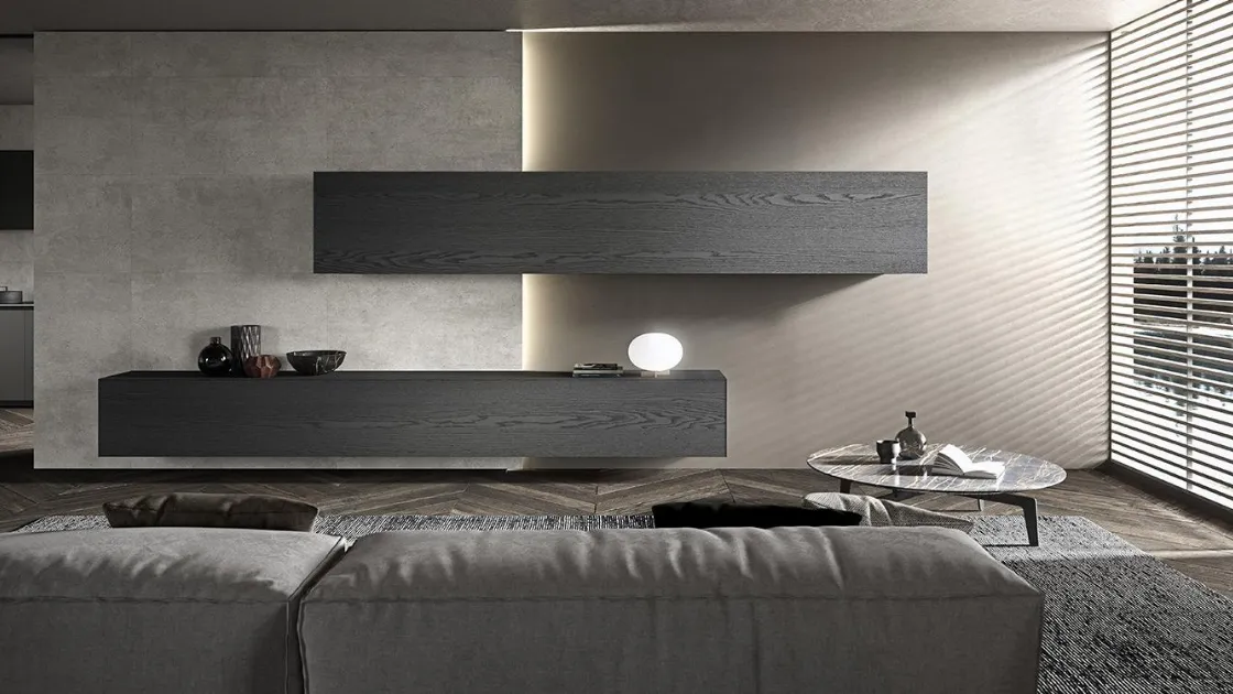 Parete Attrezzata Blade 04 in Rovere Fumo di Modulnova