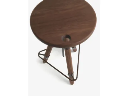 Sedia Ello interamente realizzato in legno massello con seduta girevole e regolabile in altezza di Riva1920