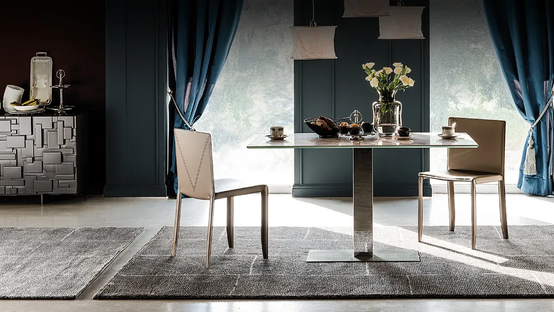 Tavolo Elvis Keramik rettangolare con piano in ceramica effetto marmo Elvis Keramik di Cattelan Italia