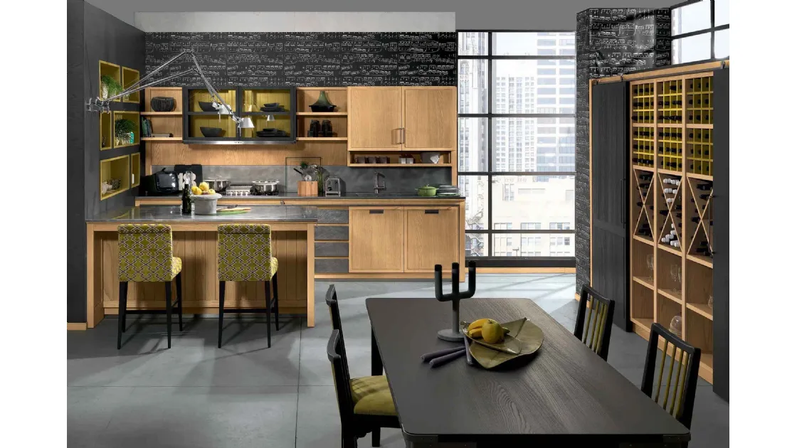 Cucina Design con penisola Industrial Chic 2 de L'Ottocento